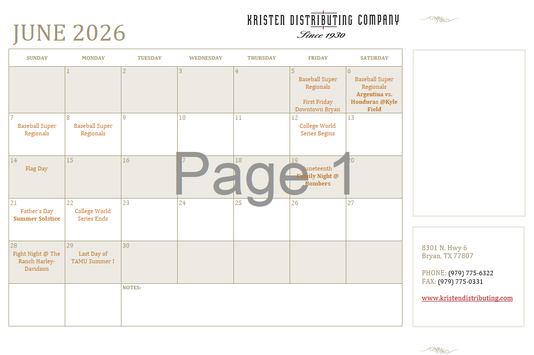 June Calendar 2026